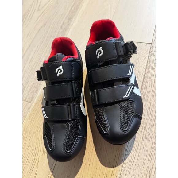 Peloton Adjustable Spin Bike Exercize Shoes Black White Red Size 39 Women's 8 - Picture 1 of 11